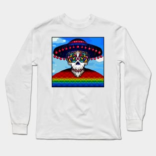 Day of the Dead Abstract Mariachi Calavera Skeleton Long Sleeve T-Shirt